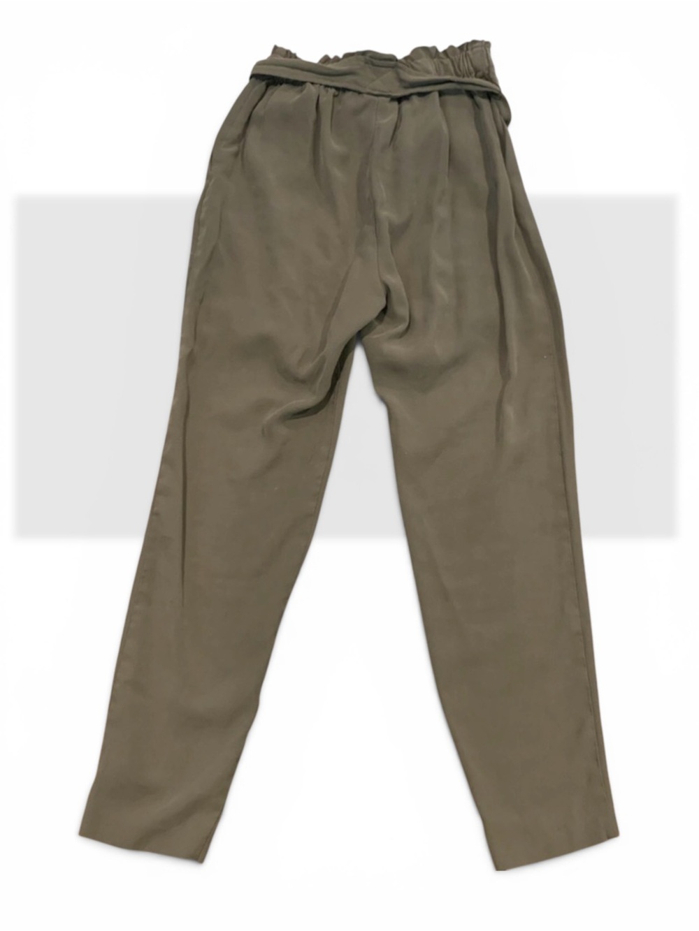 BCBGeneration ~Olive Green ~ Trouser ~Lightweight Rayon ~Tapered Leg ~Tie Belt - Picture 3 of 5